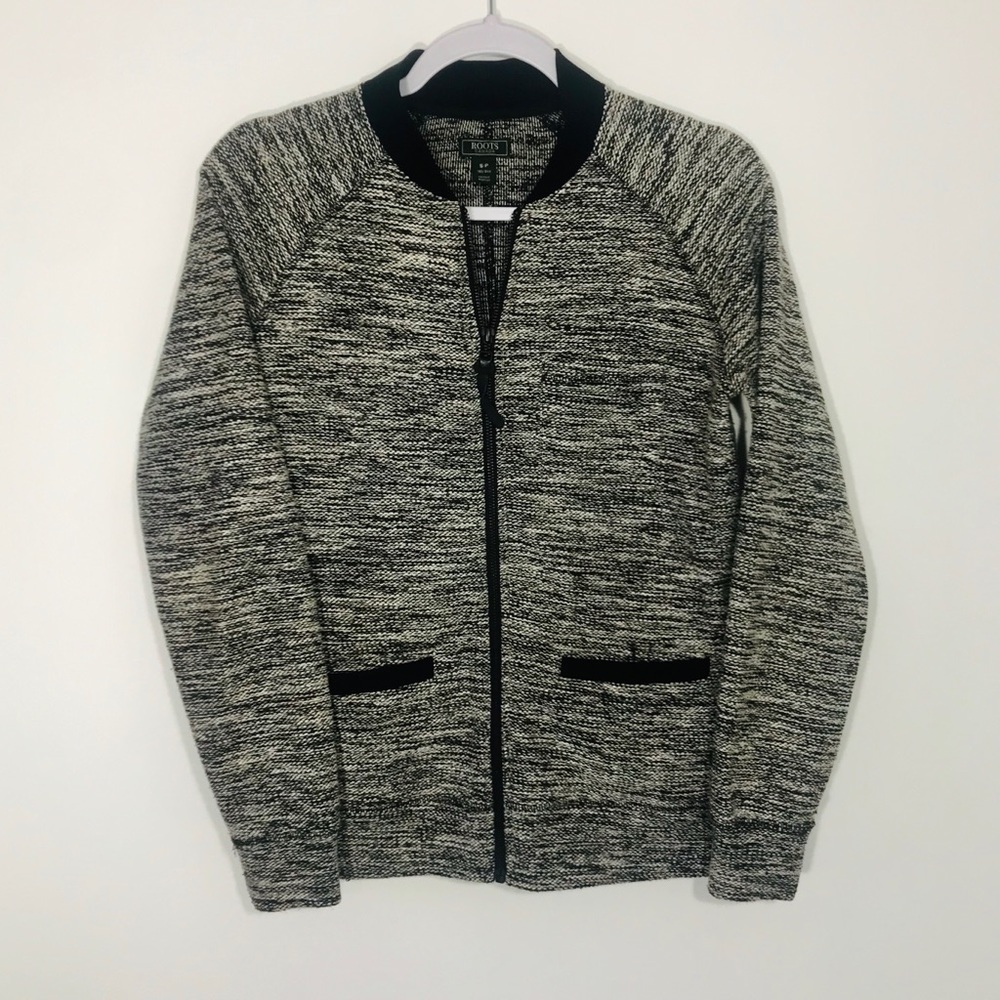 Roots • Grey Cardigan Sweater Zip Up Small